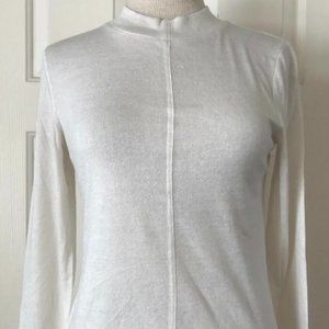 Calvin Klein Jeans Mock Neck Lightweight Knit Pullover Sweater Frosted Ecru M